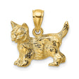 Cat Standing with Raised Tail Charm Pendant in Real 14k Yellow Gold