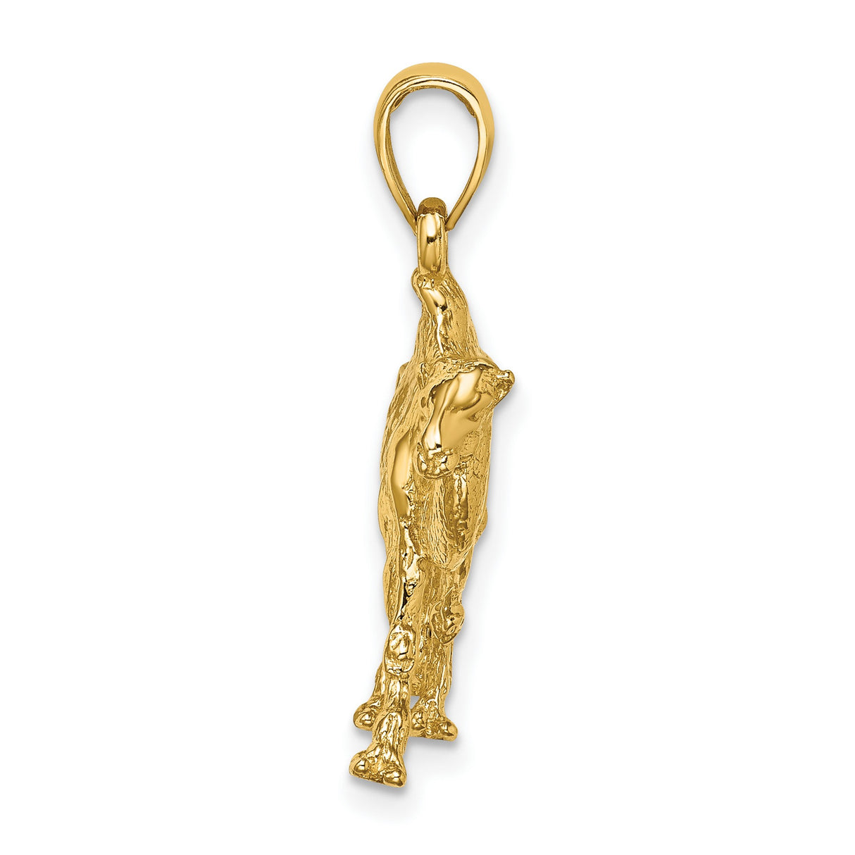 14k Yellow Gold Camel Pendant, Detailed Walking Desert Animal Charm, Unisex Symbol of Endurance
