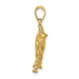 14k Yellow Gold Camel Pendant, Detailed Walking Desert Animal Charm, Unisex Symbol of Endurance