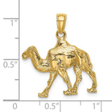 14k Yellow Gold Camel Pendant, Detailed Walking Desert Animal Charm, Unisex Symbol of Endurance