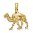 14k Yellow Gold Camel Pendant, Detailed Walking Desert Animal Charm, Unisex Symbol of Endurance