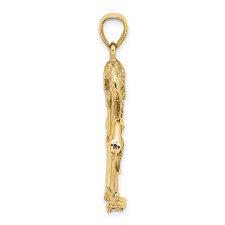 14k Yellow Gold Flamingo Pendant with Graceful Bird Design for Women