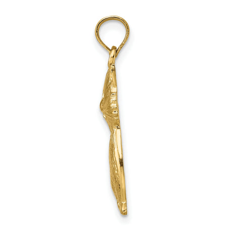 Sitting Cat Charm Pendant in Real 14k Yellow Gold