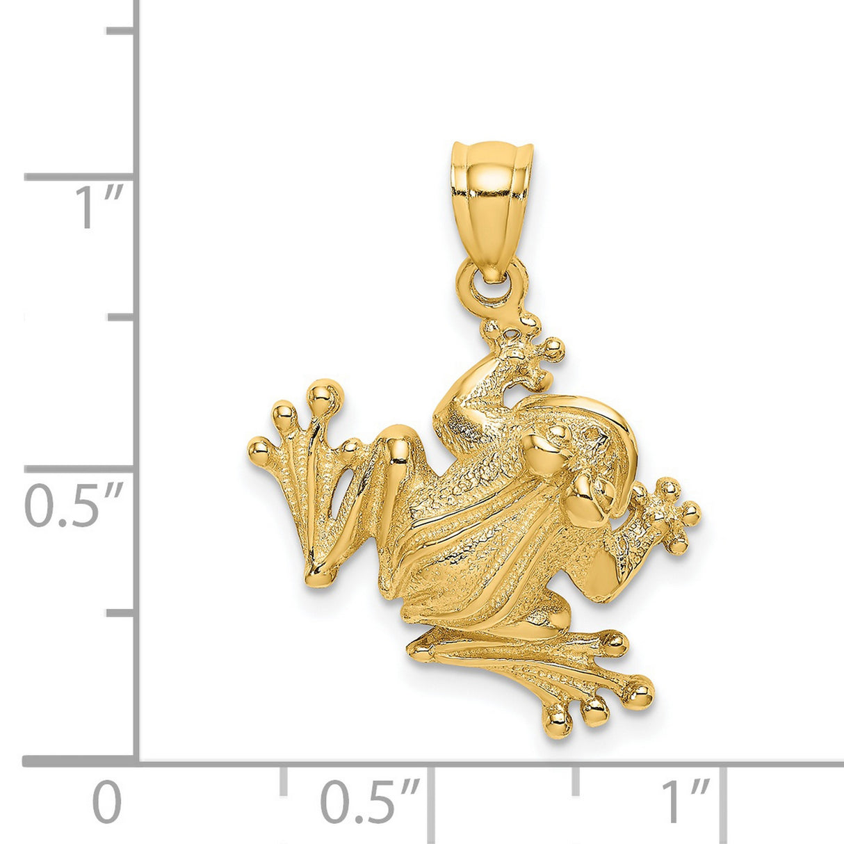 14k Yellow Gold Frog Pendant with Tree Frog Design, Textured and Polished Finish, Unisex Charm