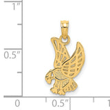 14k Yellow Gold Eagle Pendant, Cutout Bird in Flight Design, Symbol of Strength and Freedom