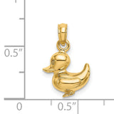 14k Yellow Gold Duck Pendant Charm, Polished Rubber Duck Design, Whimsical Animal Jewelry