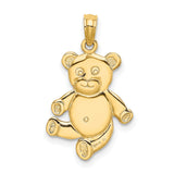 14k Yellow Gold Teddy Bear Pendant, Playful Animal Design Charm for Women