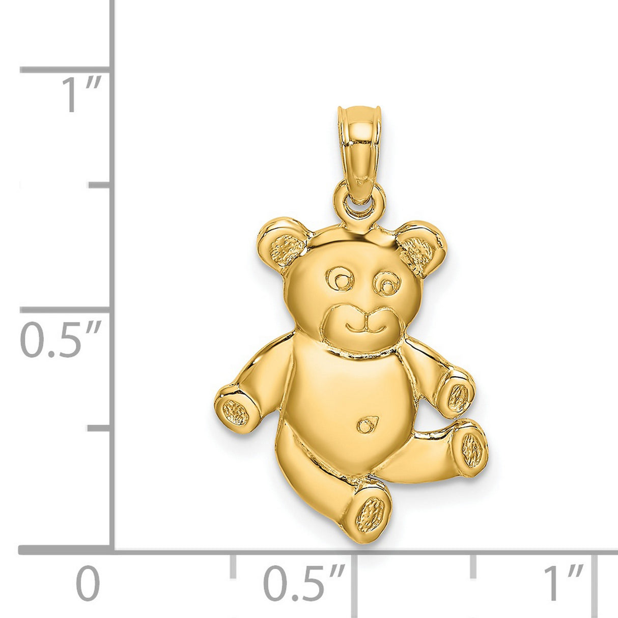 14k Yellow Gold Teddy Bear Pendant, Playful Animal Design Charm for Women