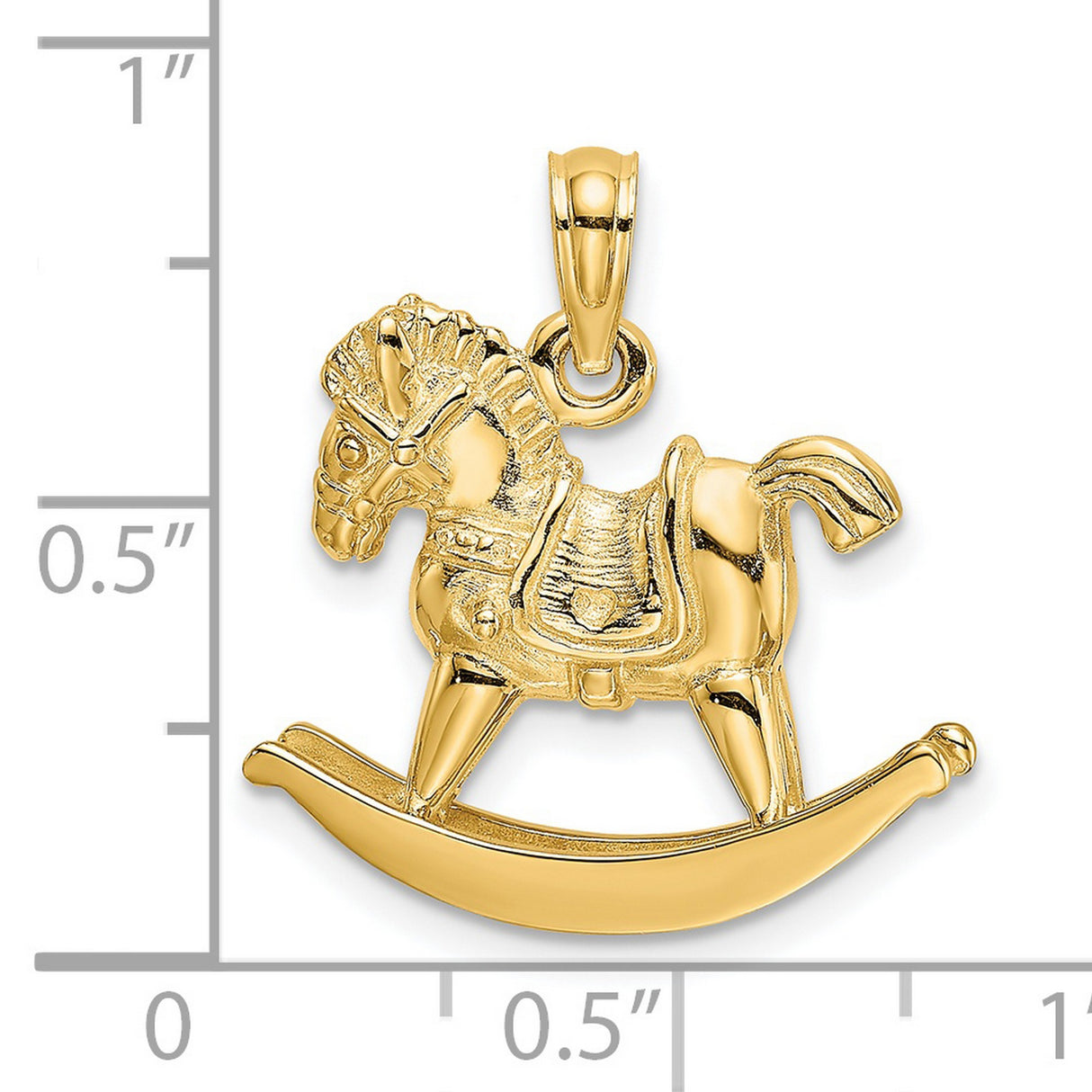 14k Yellow Gold Rocking Horse Pendant, Carved Toy Horse Charm, Vintage-Inspired Keepsake Jewelry