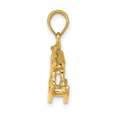 14k Yellow Gold Rocking Horse Pendant, Detailed Sentimental Keepsake Charm for Women