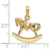 14k Yellow Gold Rocking Horse Pendant, Detailed Sentimental Keepsake Charm for Women
