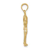 14k Yellow Gold Flamingo Pendant, Textured Bird Charm, Tropical Animal Jewelry for Women or Unisex Wear