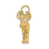 14k Yellow Gold Moose Pendant with Detailed Antlers, Realistic Wildlife Charm for Nature Lovers