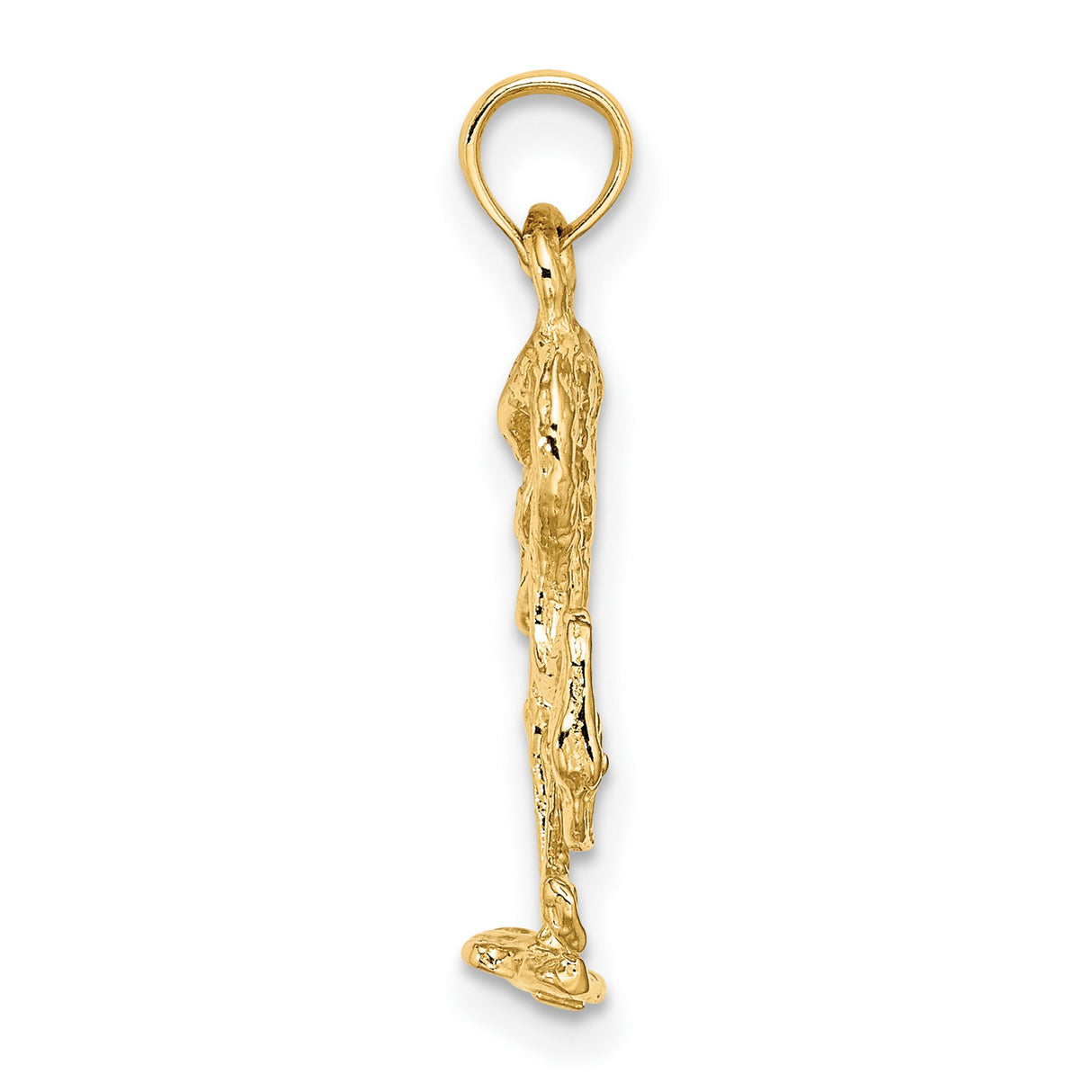 14k Yellow Gold Flamingo Pendant, Tropical Wading Bird Charm, Nature Theme Jewelry for Women