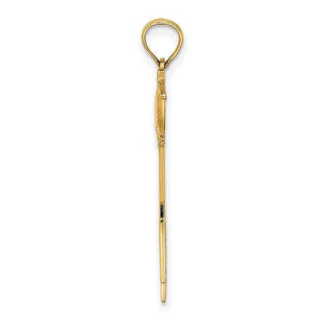 14k Yellow Gold Hummingbird Pendant, High Polish Bird Charm, Nature-Inspired Jewelry for Women