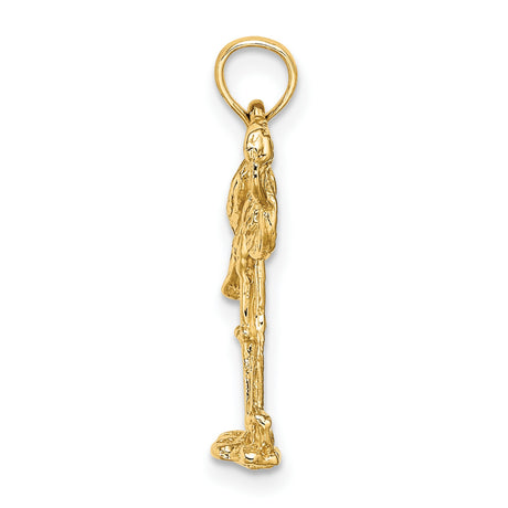 14k Yellow Gold Flamingo Pendant, Textured Tropical Bird Charm, Nature-Inspired Jewelry for Women or Unisex