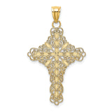 14k Yellow Gold Cross Pendant with Sapphire Accents, Enamel Detail, Vintage Religious Style