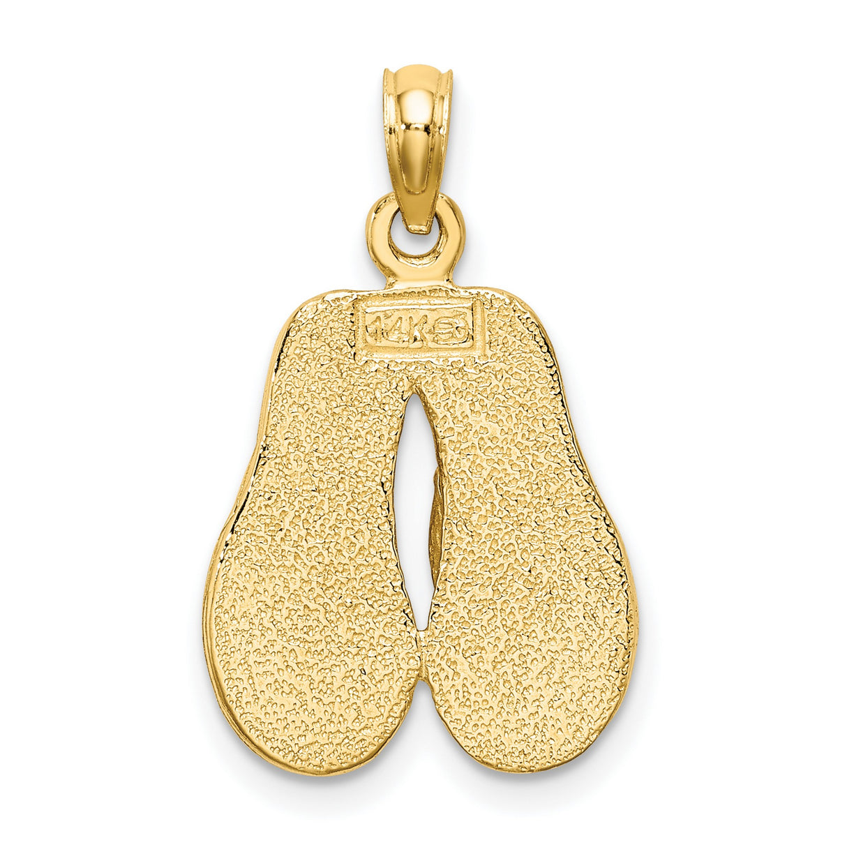 14k Yellow Gold Flip Flop Pendant with Pink Enamel Straps, Tropical Beach Charm