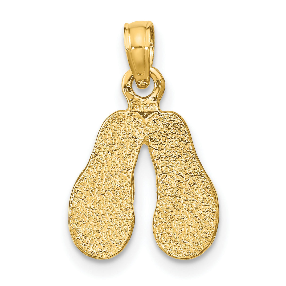 14k Yellow Gold Flip Flop Pendant with Colorful Enamel Accents, Tropical Beach Charm Jewelry