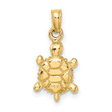 14k Yellow Gold Sea Turtle Pendant with Green Enamel, Nautical Ocean Theme Charm