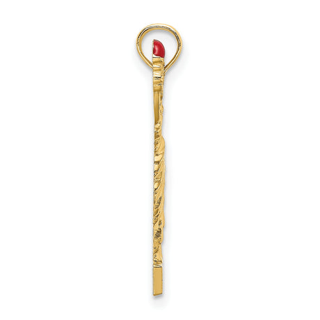 14k Yellow Gold Statue of Liberty Pendant with Red Enamel Torch, Patriotic NYC Charm