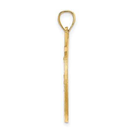 14k Yellow Gold New York Pendant with Big Apple Outline, Skyline and Statue of Liberty Design