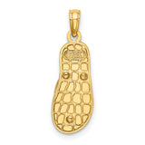 14k Yellow Gold Flip-Flop Pendant with Blue Polka Dot Enamel and Pink Flower Detail