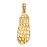 14k Yellow Gold Flip-Flop Pendant with Green and Yellow Enamel, Anchor Detail, Nautical Theme