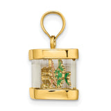14k Yellow Gold Koi Fish Pendant with Clear Rectangular Frame, Asian Symbol of Prosperity