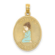 Enameled Reversible CHILDS PRAYER with Boy Charm Pendant in Real 14k Yellow Gold