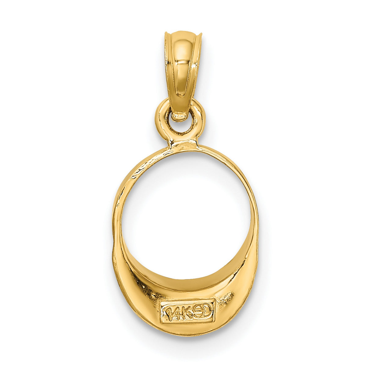 14k Yellow Gold Pendant with Turquoise Enamel Crescent, Modern Open Oval Design, Boho Minimalist Charm