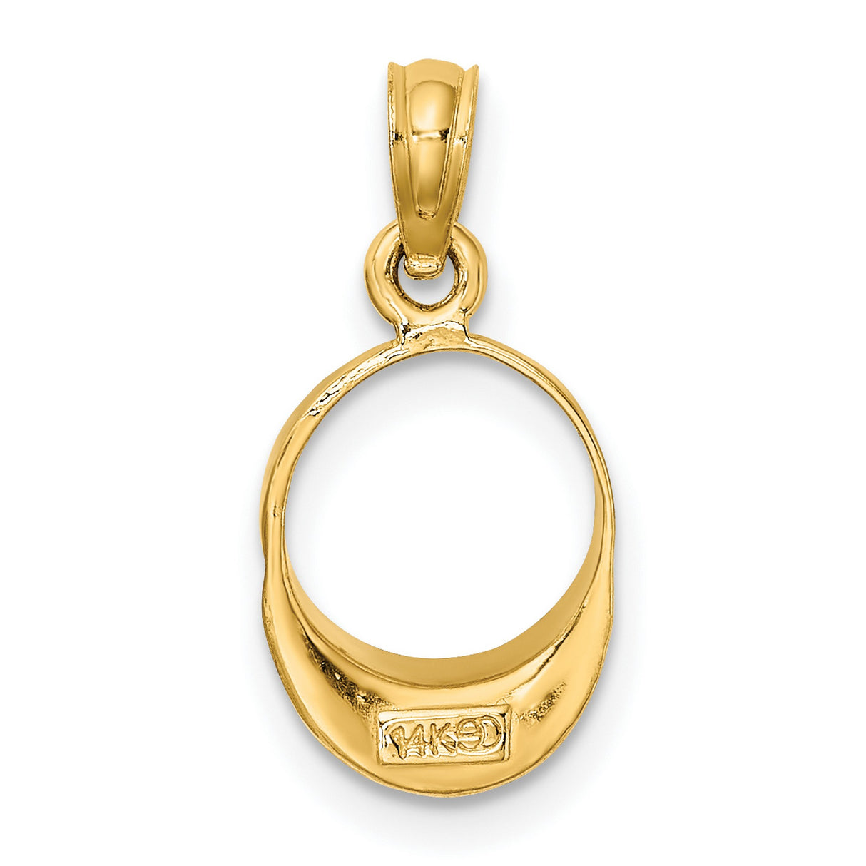 14k Yellow Gold Oval Pendant with Pink Enamel, Modern Abstract Design for Women