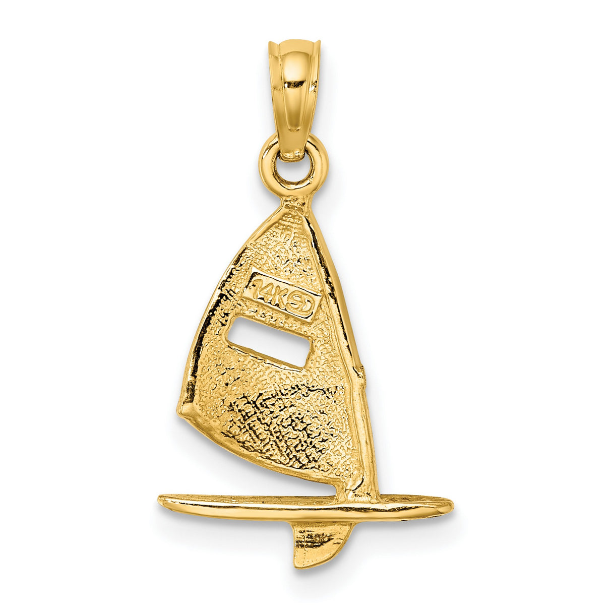 14k Yellow Gold Sailboat Pendant with Turquoise Enamel, Nautical Windsurf Design