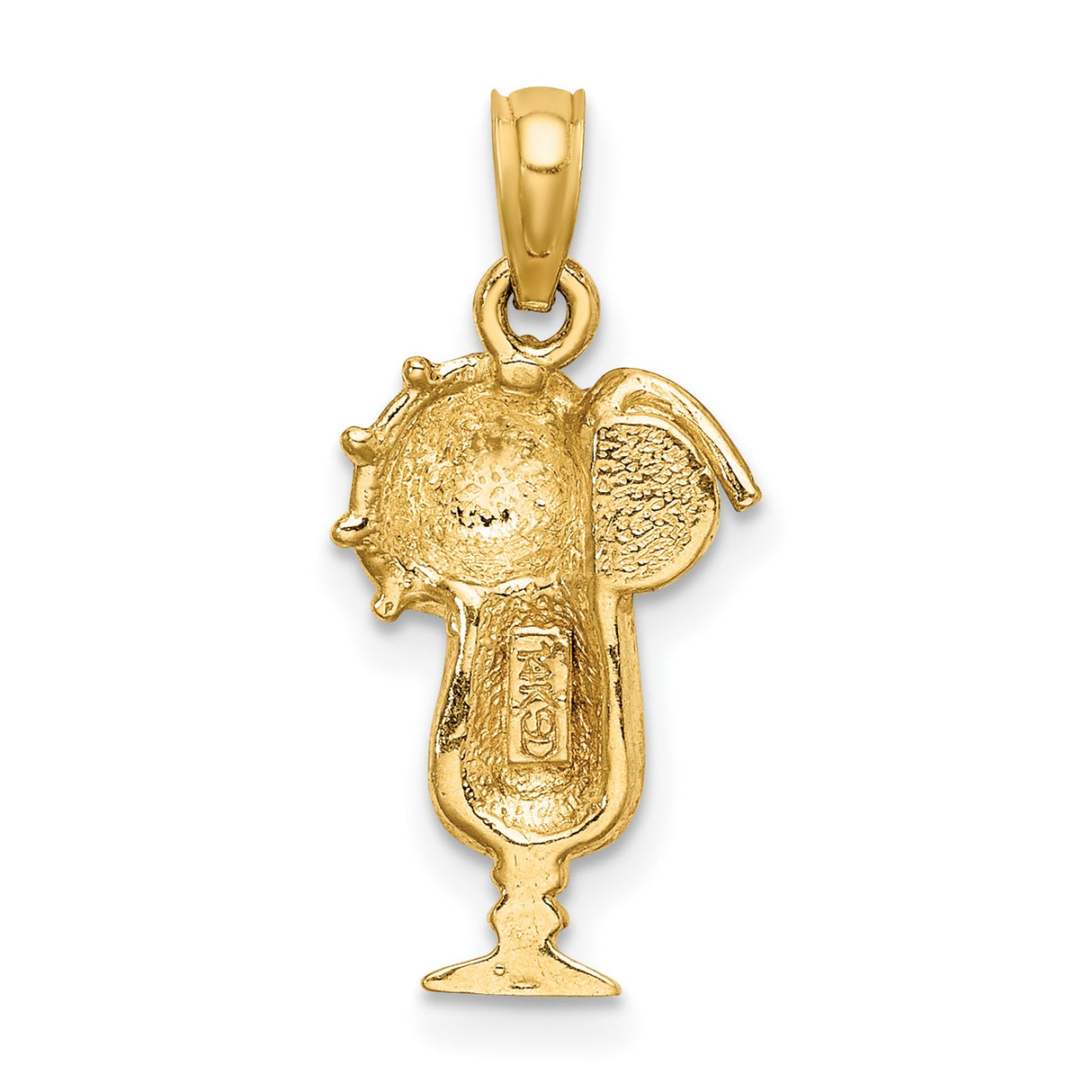 14k Yellow Gold Tropical Drink Pendant with Colorful Enamel Accents and Umbrella Charm