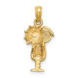 14k Yellow Gold Tropical Drink Pendant with Colorful Enamel Accents and Umbrella Charm