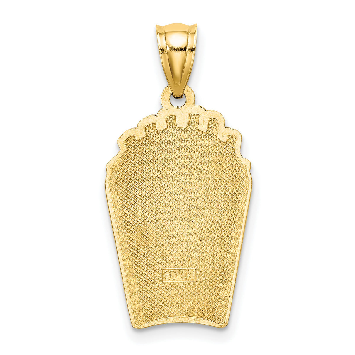 14k Yellow Gold French Fries Pendant with Red Enamel, Fun Food Jewelry Charm