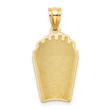 14k Yellow Gold French Fries Pendant with Red Enamel, Fun Food Jewelry Charm
