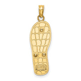 14k Multi-Tone Gold Flip Flop Pendant with Blue and Aqua Enamel, Pink Hibiscus, Tropical Theme