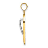14k Multi-Tone Gold Flip-Flop Pendant with Enamel Flowers, Tropical Sandal Charm