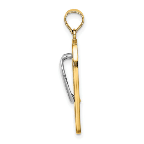 14k Multi-Tone Gold Flip-Flop Beach Scene Pendant with Enamel and Rhodium Accents