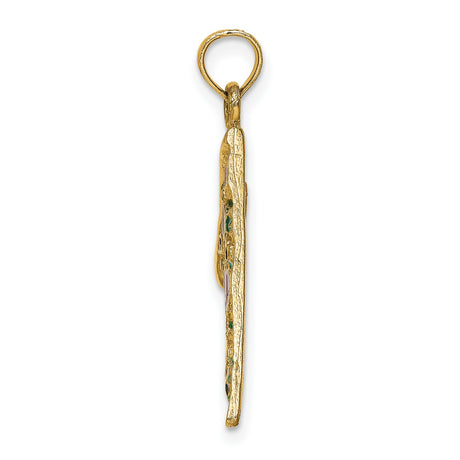 14k Yellow Gold Pizza Slice Pendant with Colorful Enamel and Food Charm Design