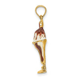 14k Yellow Gold Ice Cream Sundae Pendant with Enamel Chocolate Syrup and Red Cherry Accent