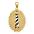 14k Yellow Gold Lighthouse Pendant with Black and White Enamel, Nautical Maritime Charm