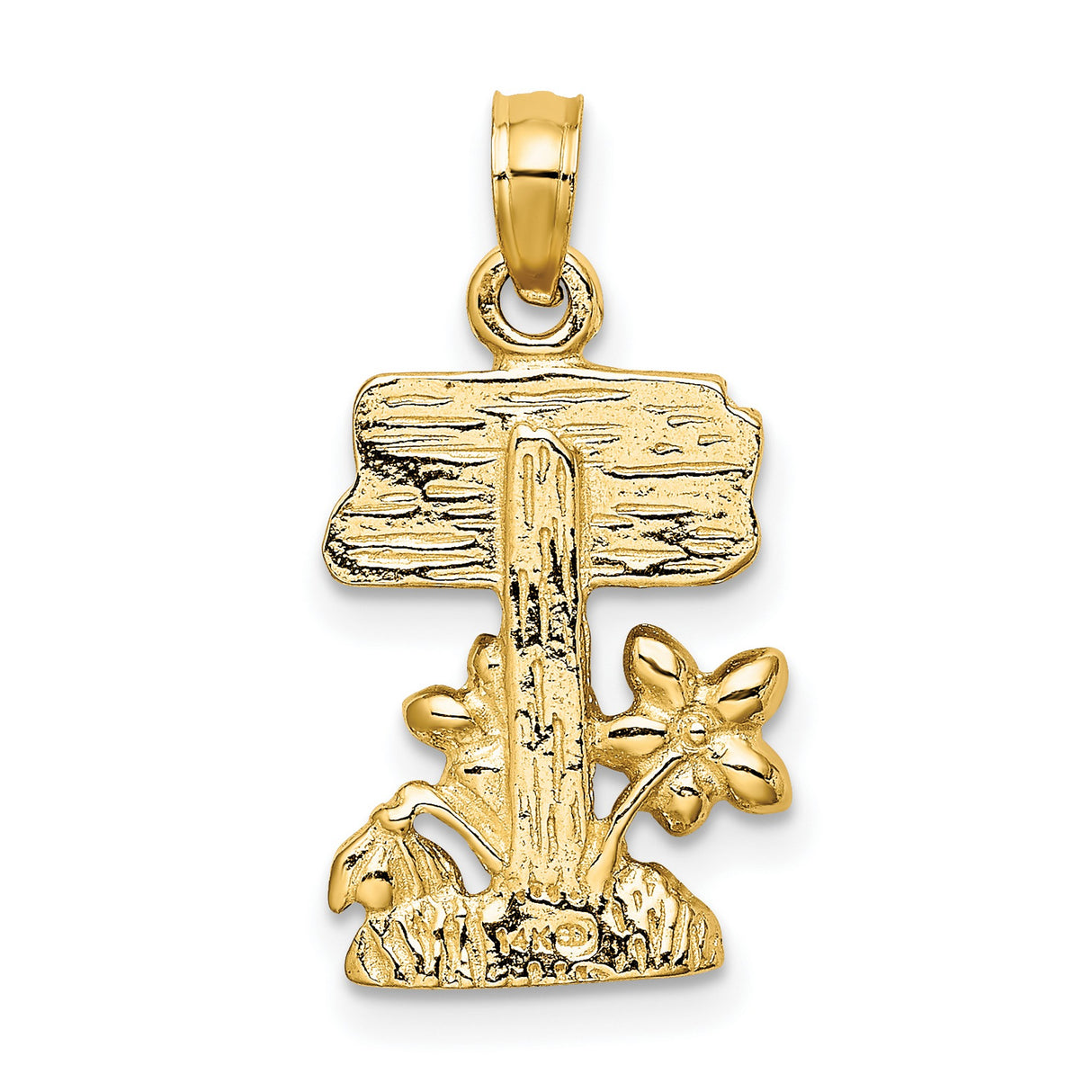 14k Yellow Gold Pendant with Enamel Flowers, Botanical Garden Theme for Women
