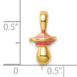 14k Yellow Gold Pacifier Charm Pendant with Pink Enamel, Motherhood and Love Theme