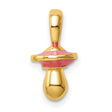 14k Yellow Gold Pacifier Charm Pendant with Pink Enamel, Motherhood and Love Theme