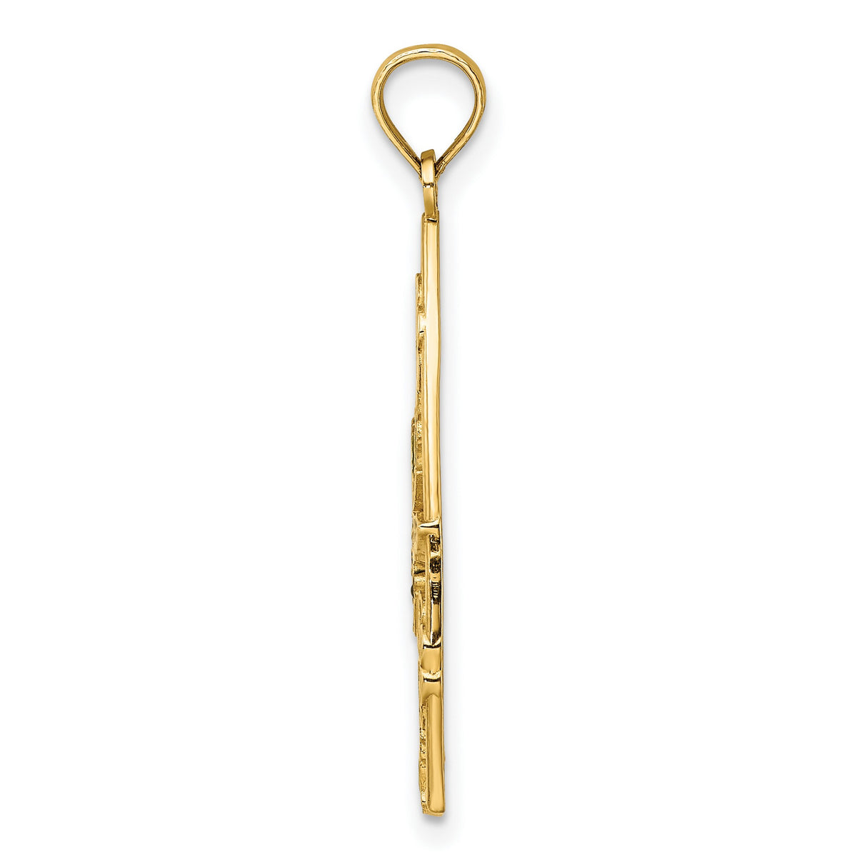 14k Yellow Gold Pendant with Enamel Dragonfly, Floral Design and Green Leaf Accents