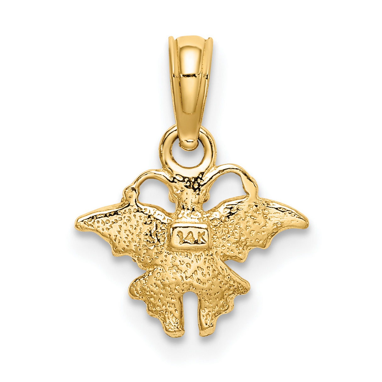 14k Yellow Gold Butterfly Pendant with Pink Enamel, Mini Charm for Women and Girls