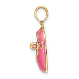 14k Yellow Gold Baby Shoe Pendant with Pink Enamel, Sentimental Keepsake Charm for Women