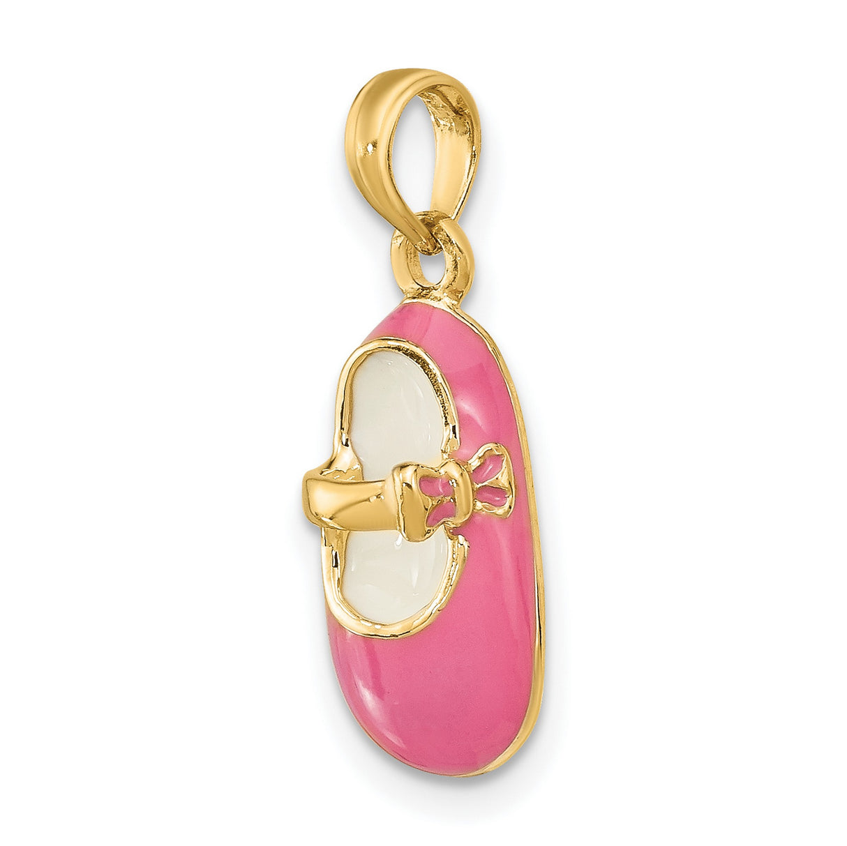 14k Yellow Gold Baby Shoe Pendant with Pink Enamel, Sentimental Keepsake Charm for Women